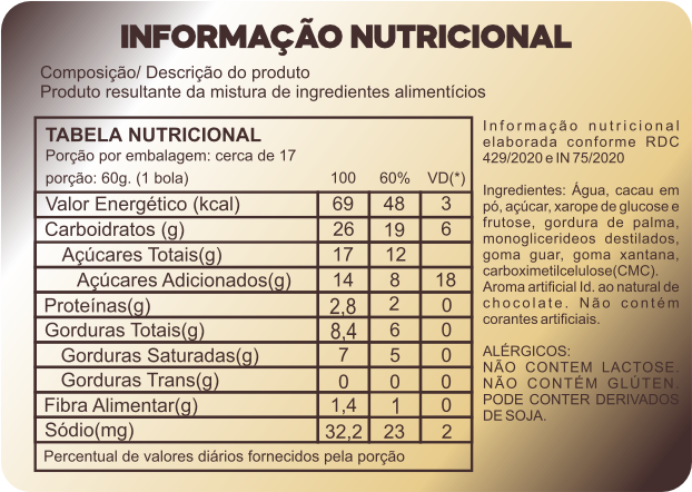 Informação Nutricional Dark Fondente