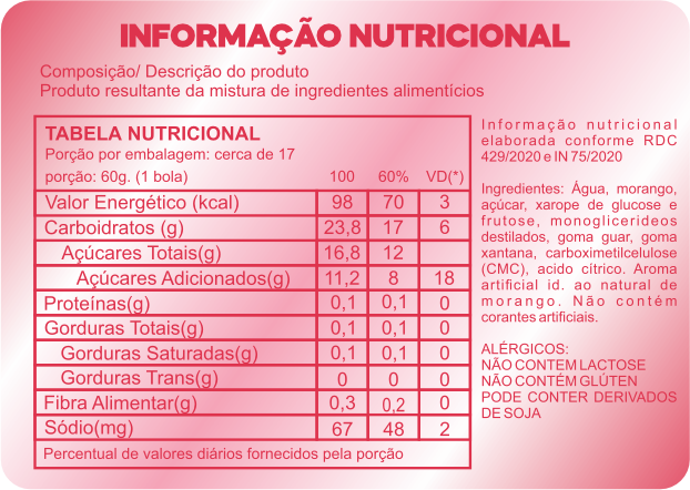 Informação Nutricional Morango