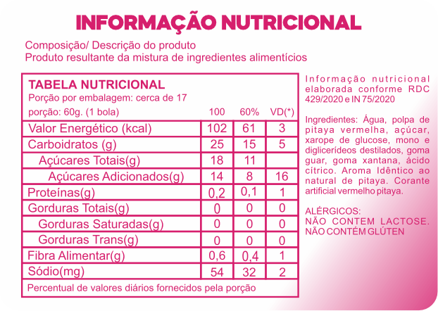 Informação Nutricional Pitaya